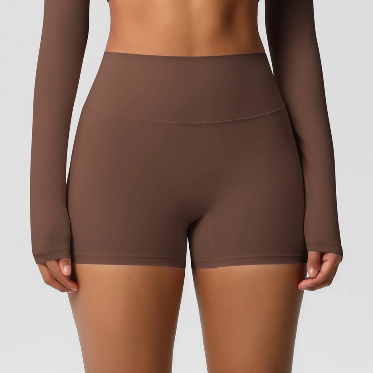 New Design Solid High Waist Quick Drying Spandex/Nylon Gym Shorts Women Seamless Scrunch Butt Breathable Yoga Shorts