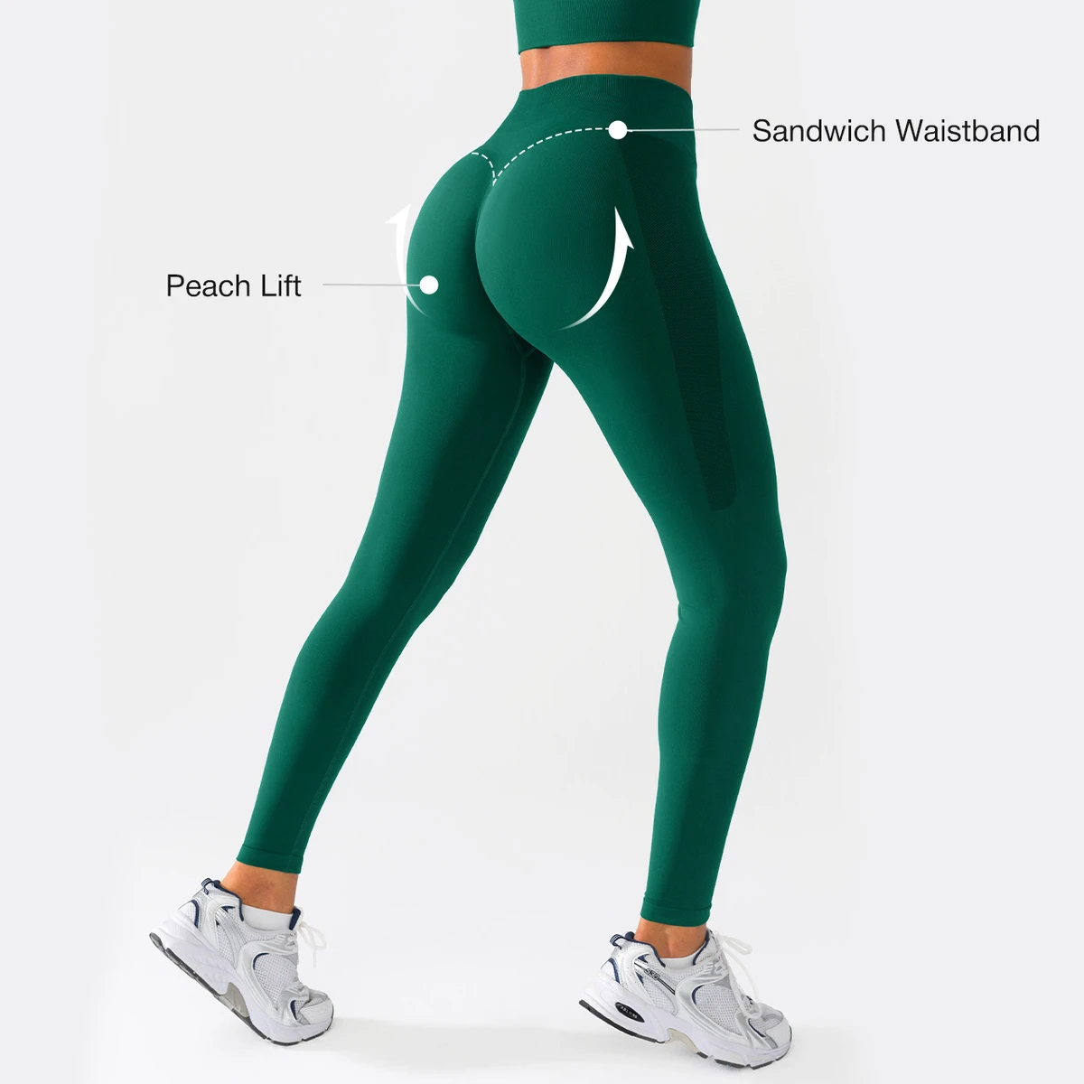 Vractive Wholesale Peach Lift Leggings Solid Elastic Waist High Waist Pants Tummy Control Soft Sweat-Wicking Seamless Gym Wear