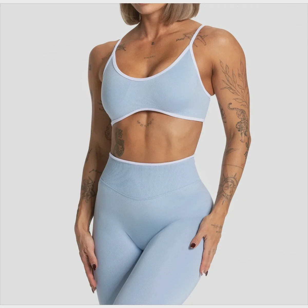 Summer Women's Solid Color Gym Sports Bra Sexy Backless Knitted Bra with Chest Cushion Suspender Bra Yoga Fitness Top