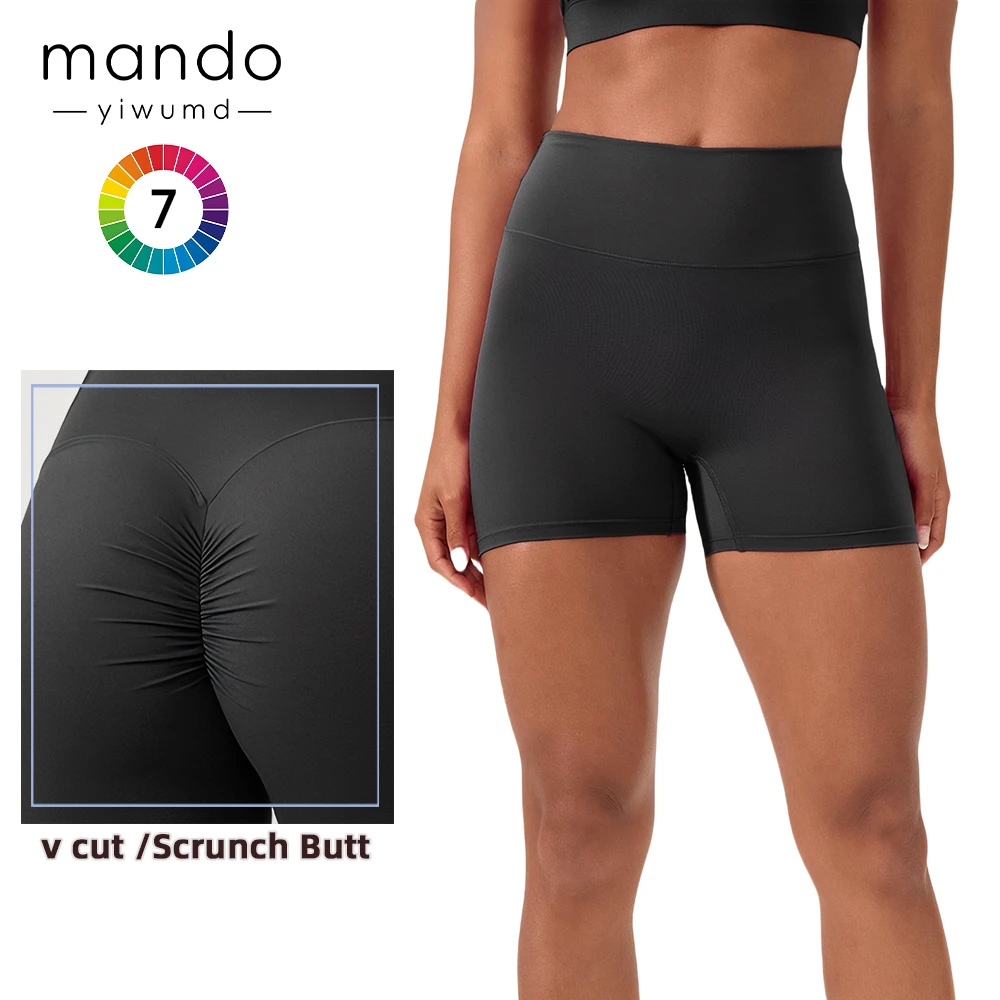 High-quality Tall Girls Sportswear 25%Spandex XXL Women's Black Yoga Shorts Buttocks Gym Exercise Push Up Shorts
