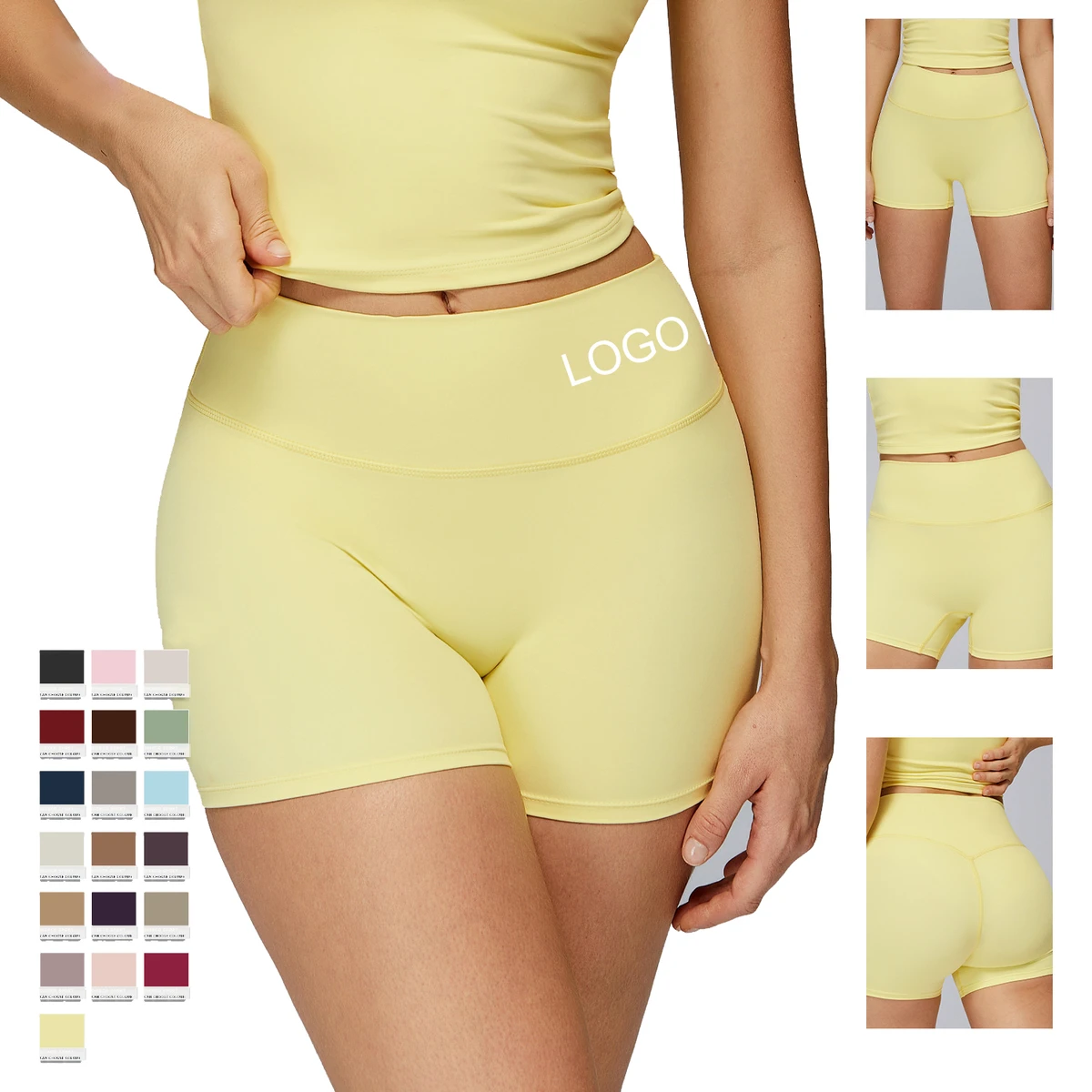 Custom Women Yoga Shorts Tight Fit High Waist Tummy Control Butt Lift Running Fitness Workout Activewear