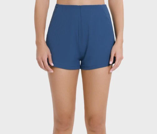 Women's High Waist Vintage Breathable Sport Shorts 100% Cotton Athletic Workout Comfortable Yoga Fitness Gym Ribbed with Pockets