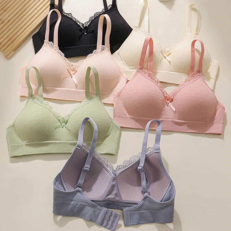 Teen Girls Training Bra Wire Free Adjustable Straps Breathable Seamless Full Cup Sports Bra Summer Age 10-18