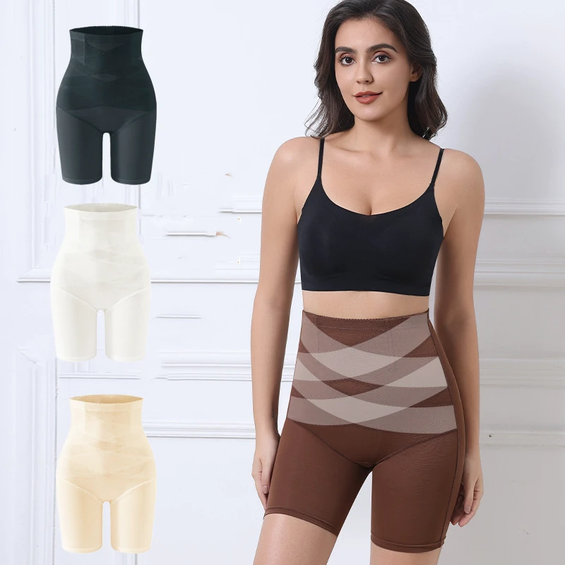 Women's High Waist Body Shaping Pants Plus Size Summer Knitted Waist Cinching Tummy Control Hip Lifting Butt Enhancing Wire Free
