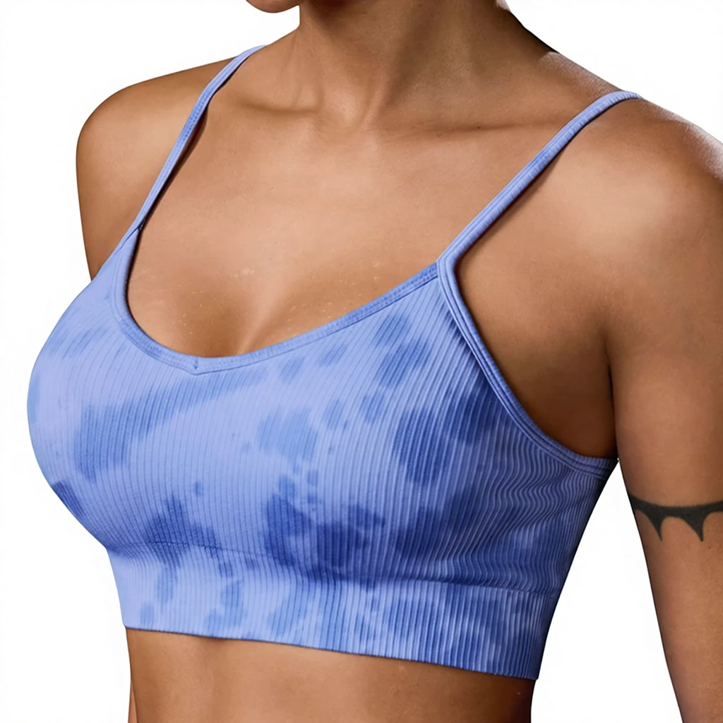 Workout Cloth Yoga Bra Breathable Tie Dye Shockproof with Removable Pads for Women Running Activewear