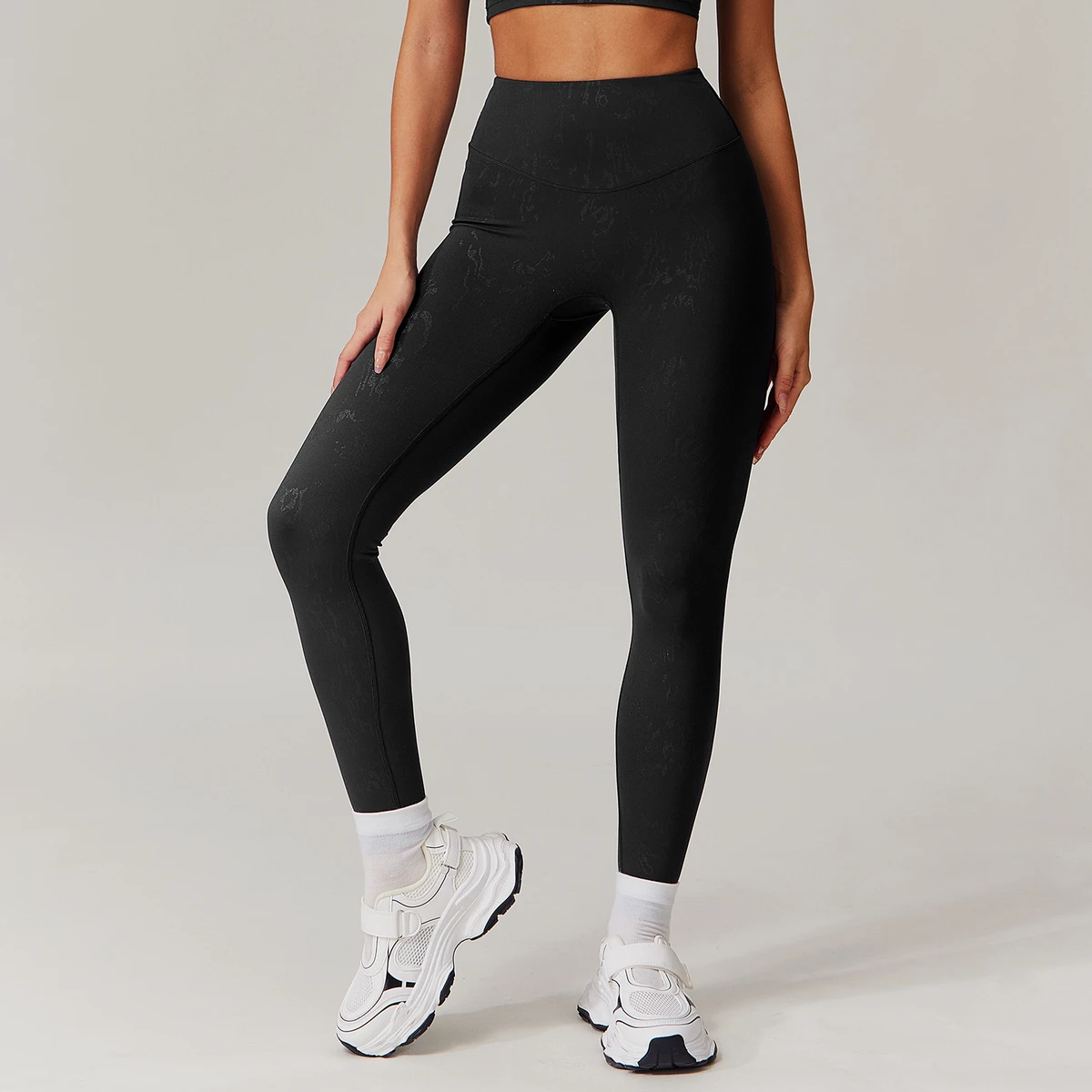 Custom Seamless Knitted Running Tights Peach Butt Plaid Pattern High Waist Four-Way Stretch Waterproof Yoga Pants Leggings For