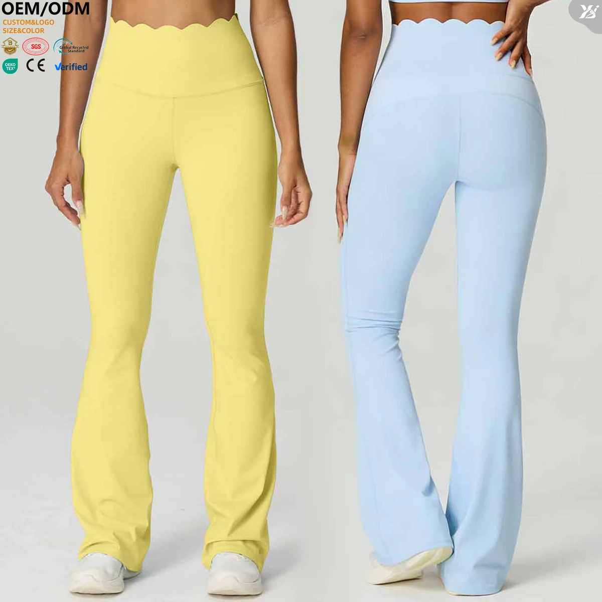 LBC5045 Custom Logo High Waist Flare Leg Legging Sweat Wicking Fitness Yoga Pants Lightweight Quick Dry Sports Pants for Women