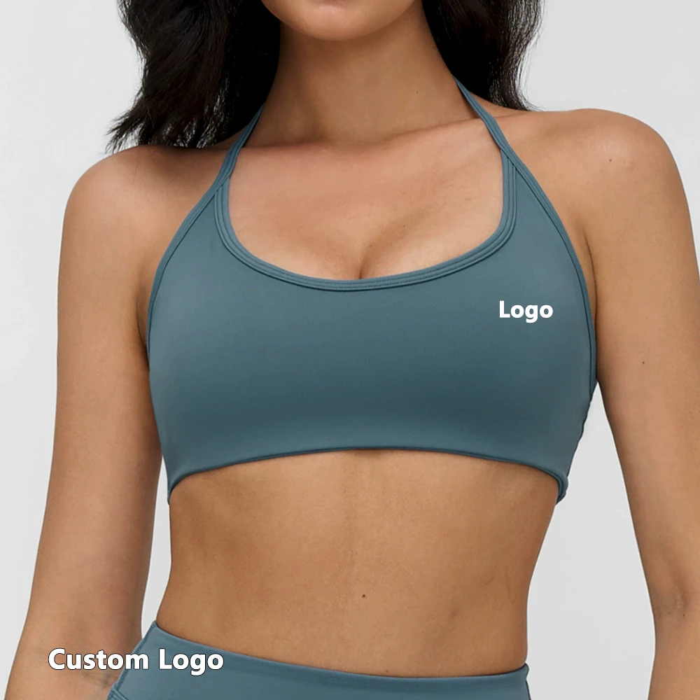 Sports Bra U Neck Backless Halter Removable Chest Pad Comfortable Workout Yoga Bra Eco Friendly Gym Fitness Yoga Wear