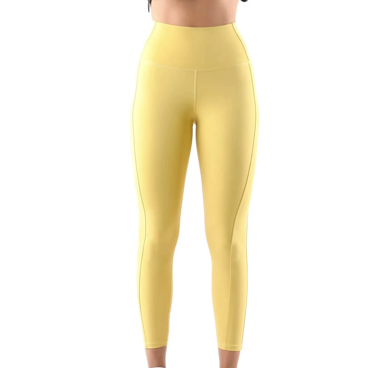 Women's Mid-waisted Solid Stretch Leggings Soft Gym Fitness Quick Dry Push up Vintage Full Length Casual Style