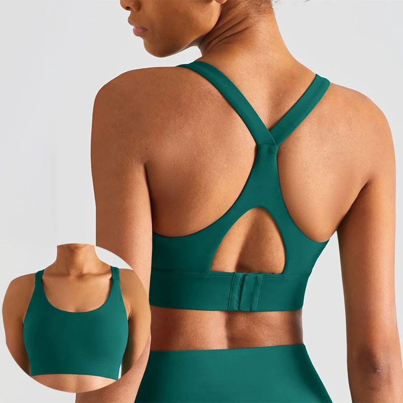 FANCO Adjustable Buckle Gym Bra High Impact Women Longline Hook Back Crop Top High Intensity Gym Fitness Sports Bras