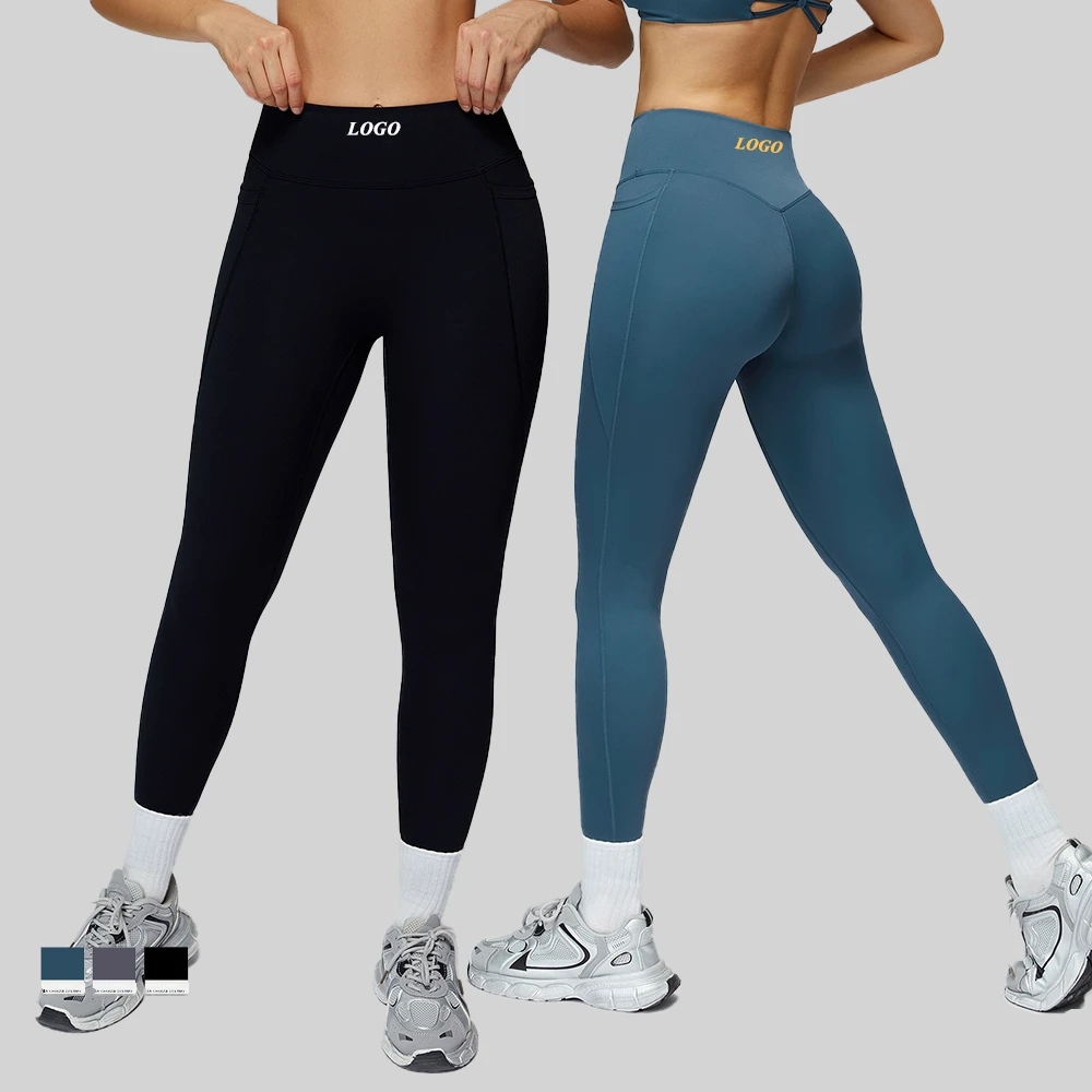 Women's High-Waisted Tummy Control Yoga Leggings Hip Lift Sport Pant With Side Pockets Sportswear for Outdoor Running & Fitness