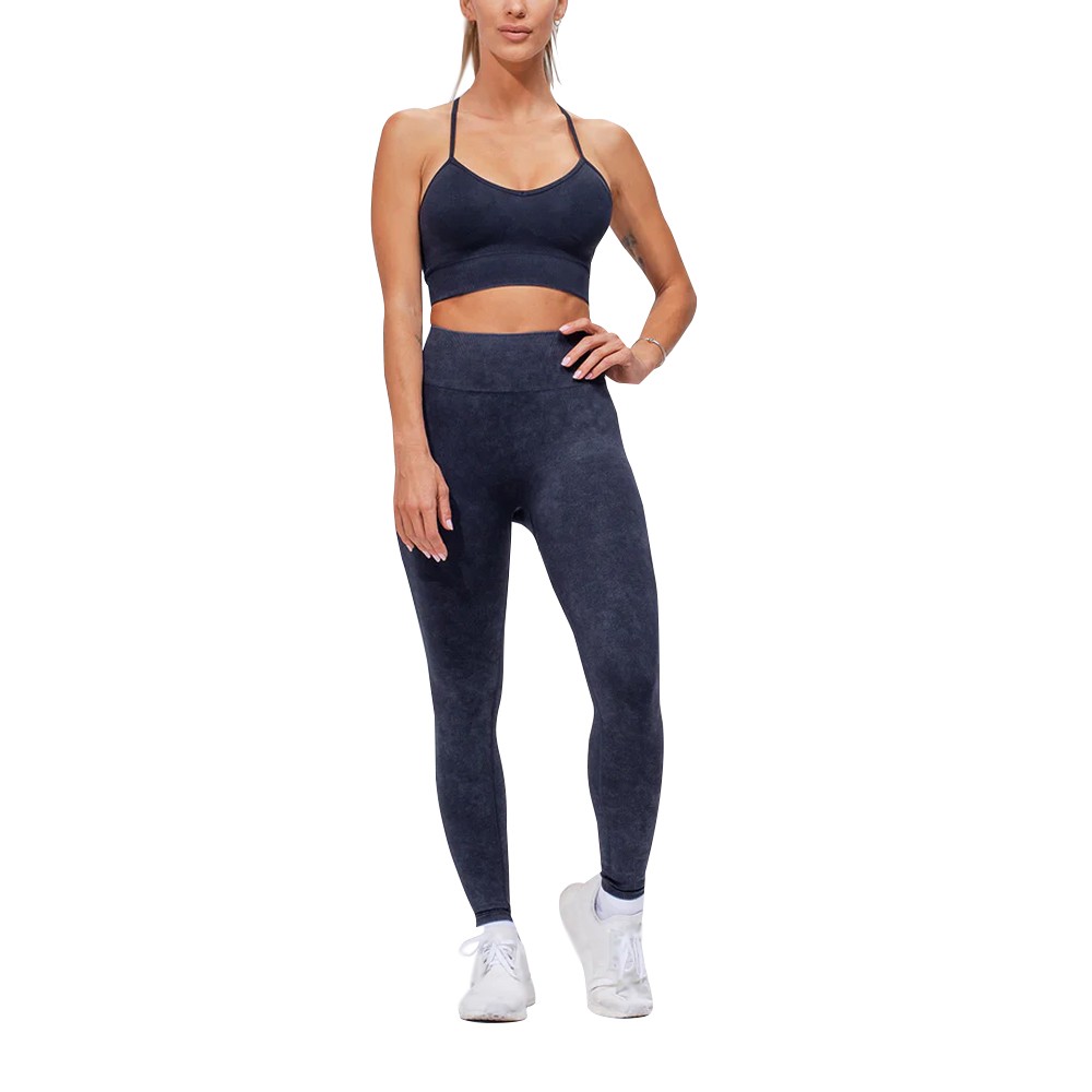 High Waist Full Length Solid Color Knitted Leggings Women Stretch Breathable Yoga Pants Sporty Workout Wear