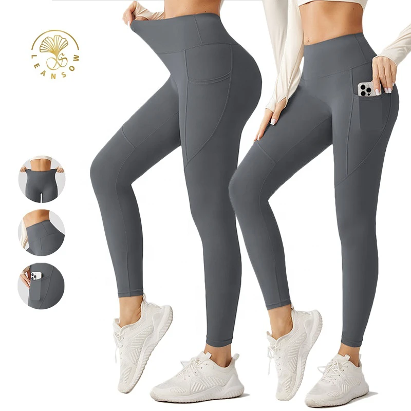 Manufacturers Tummy Control Pilates Premium Yoga Pants with Pocket Factory Pocket Compression High Waist Leggings De Academia