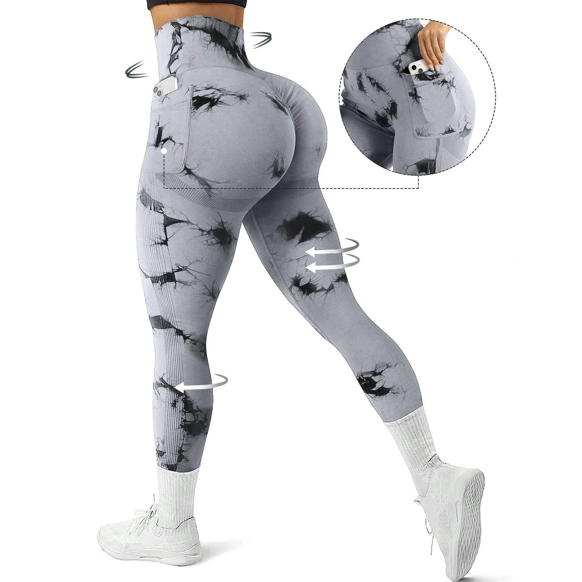 Sheer Color Blocking Side-Pocket Yoga Pants Women High-Waisted Butt-Lifting Tight-Fitting for Tummy Control Wrinkle-Resistant