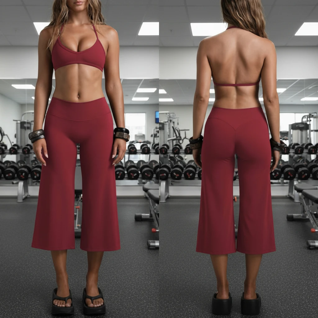 Women's 2-Piece Yoga Set Quick Dry Fitness Seamless Breathable Shockproof Strappy Bra High Waist Butt Lift Sports Bell Bottom