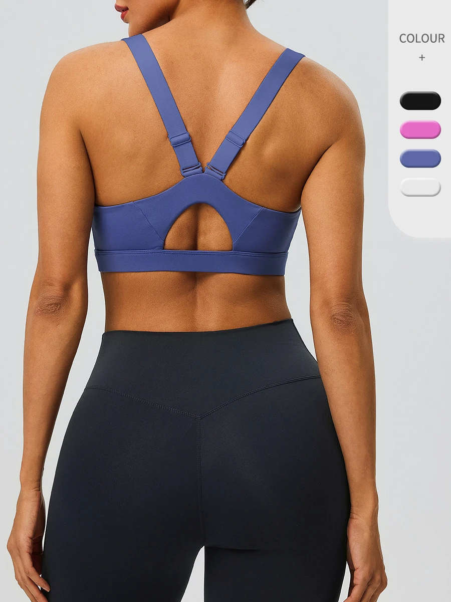 WOJIEER Fitness Girls Running Gym Yoga Tops Custom Logo Adjustable Shoulder Straps Workout Women Sports Bra Women's Yoga Clothes