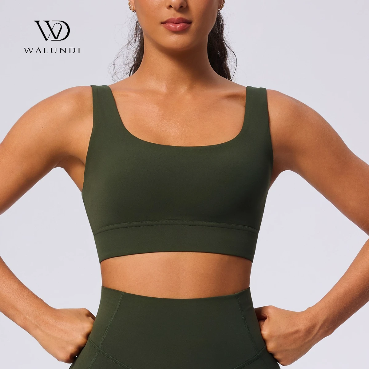 Women's Yoga Sports Bra High Support Adjustable Straps Removable Pads U-neck Design Shockproof Breathable Spandex/Nylon Material