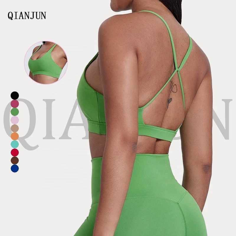 Women's Sexy Halter U-Neck Sports Bra Cross Back Workout Gym Fitness Top Plus Size Yoga Sports Apparel Wholesale for Adults