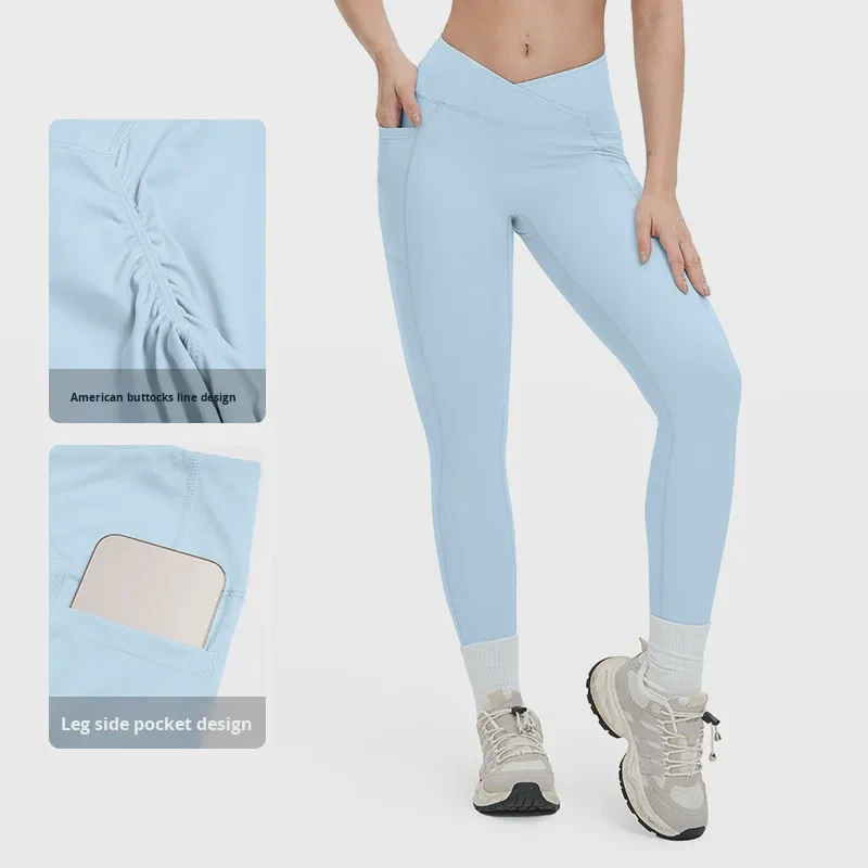 Custom Logo Plus Size High-Waisted Women's Yoga Leggings with Side Pockets Solid Color Tummy Control Breathable & Lightweight
