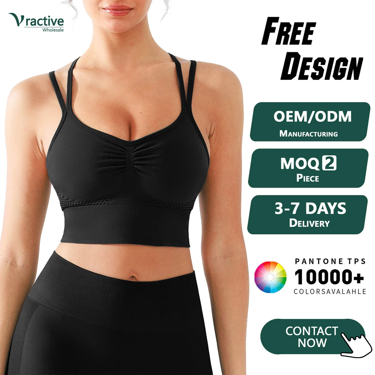 Vractive Wholesale Seamless Sports Bra for Women Breathable Medium Support Activewear Plus Size Gym Bra OEM ODM Available