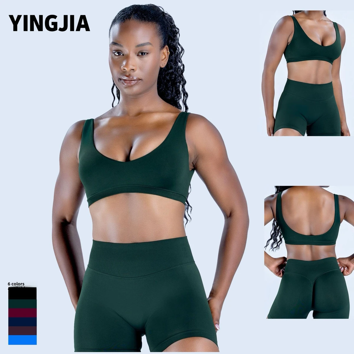 Shockproof High Support Padded Lightweight Push-Up Sports Bra with Crisscross Straps and U-Shaped Back for Women's Running