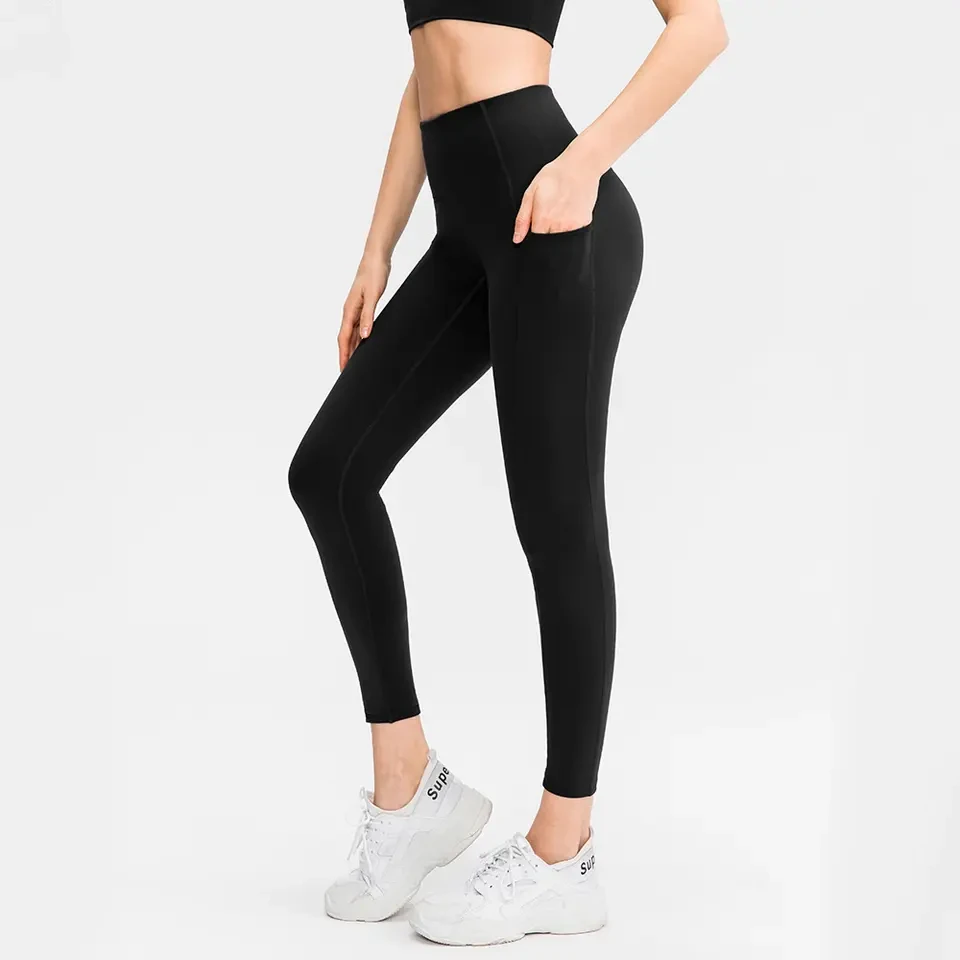 High-elastic Body Fit Quick Dry Double-sided Pockets Women Sportswear Yoga Pants High Waist Gym Fitness Ladies Sexy Yoga Pants