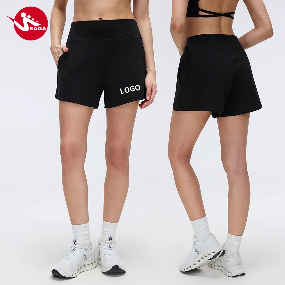 Hot Selling Women's High Waisted Solid Color Slimming Breathable Casual Fitness Sports Shorts for Yoga Shorts
