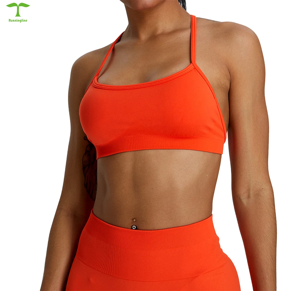 Custom Women Cross Straps Camisole Yoga Crop Tops Gym Fitness Workout Shoulder Strap Adjustable Buckle Sports Bras