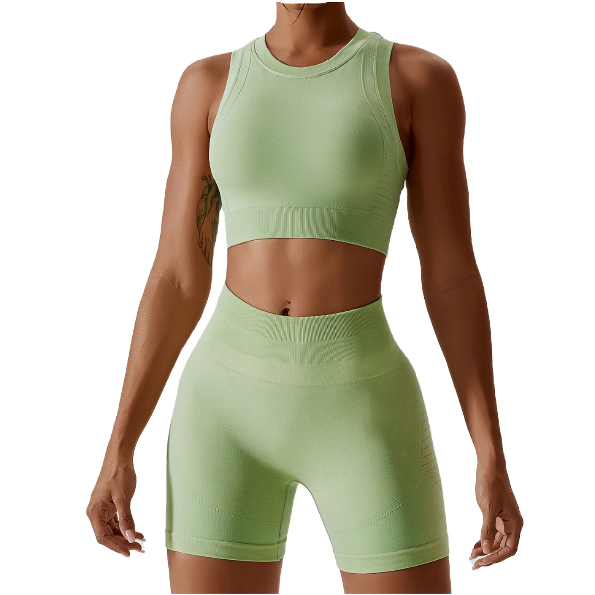 2026 New Women Yoga Sets Solid Breathable Lightweight Fitness Workout Gym Bra Leggings Seamless Activewear Plus Size Gym Wear