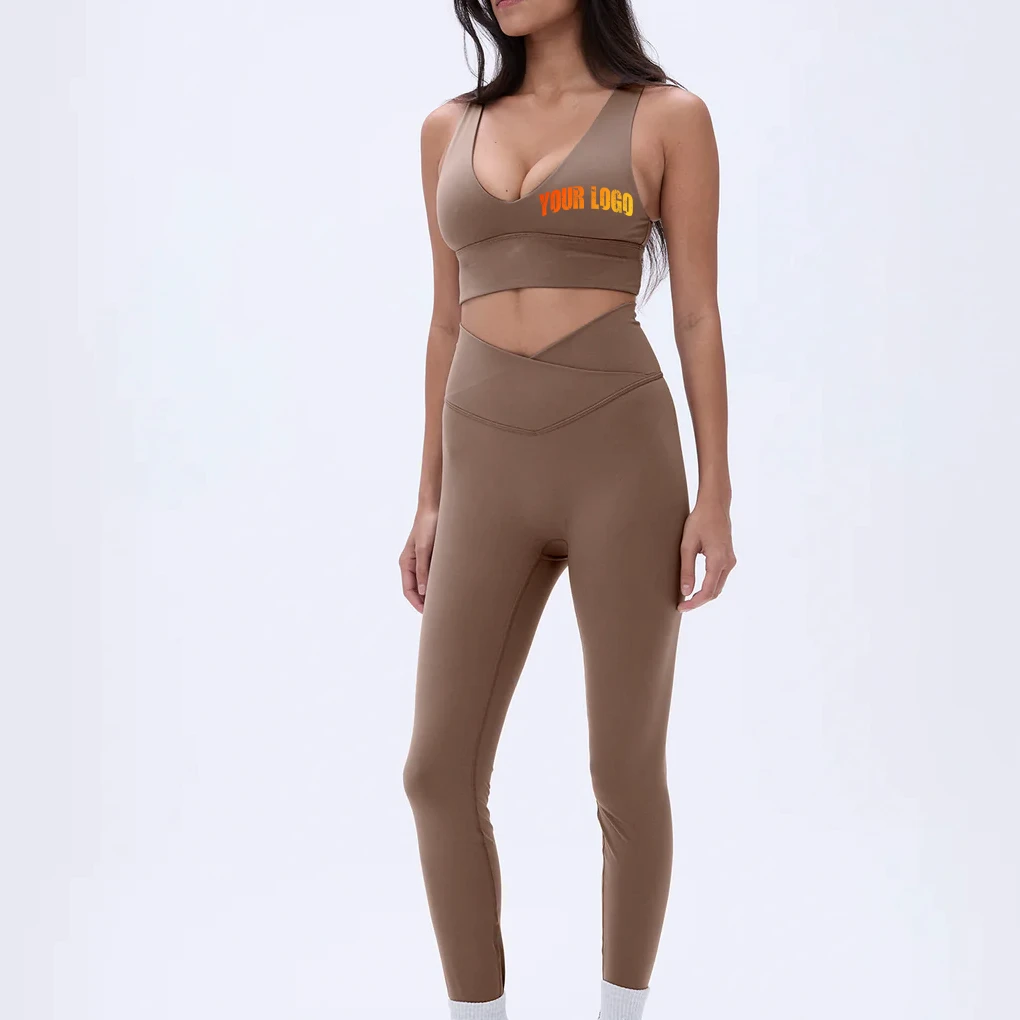 Top Trending Plus Size Women's Solid Breathable Fitness Bra Leggings Yoga Set 2-Piece Elastic Waist Custom Embroidery Logo