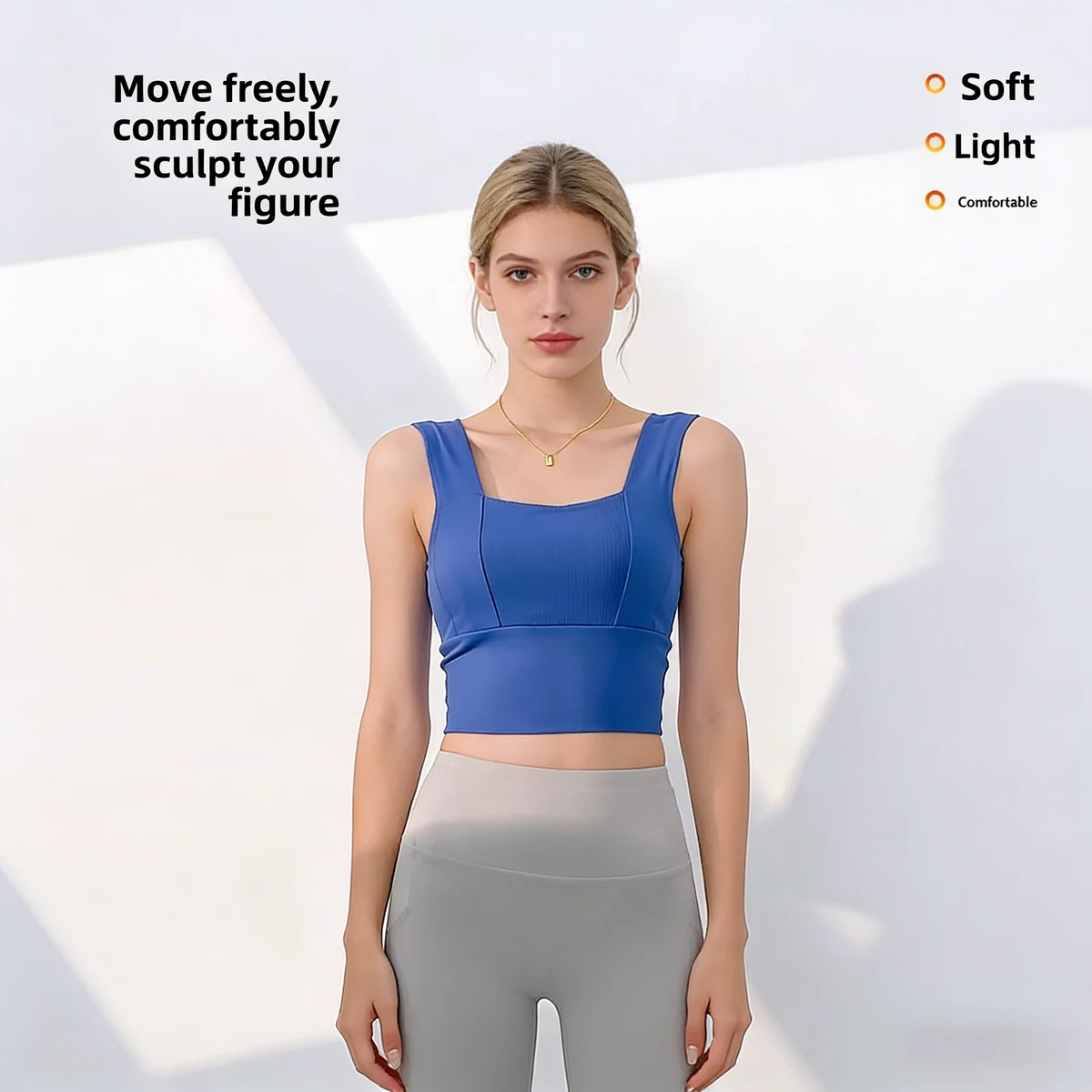 One-Shoulder Strap Breathable High Support Shockproof Anti-sagging U-NECK Yoga Sports Bra for Women