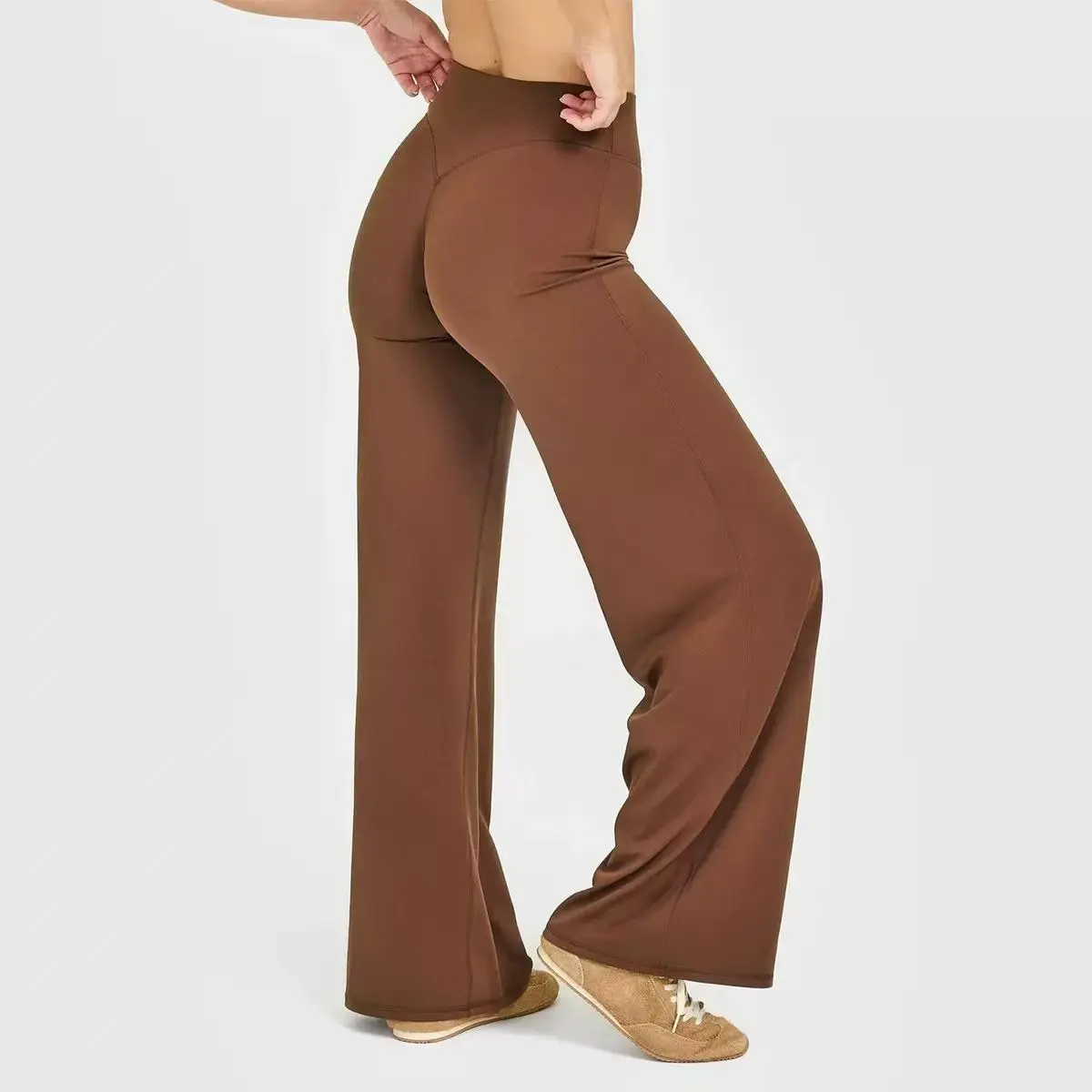 High Quality Solid High Waisted Plus Size Yoga Leggings Breathable Four-Way Stretch Eco-Friendly Seamless Wide Leg Extended