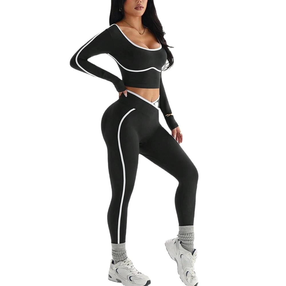 2026 Sportswear Top & Pants Yoga Set Breathable Long Sleeve High Waist Buttock Lifting Sports 2-Piece Set for Women