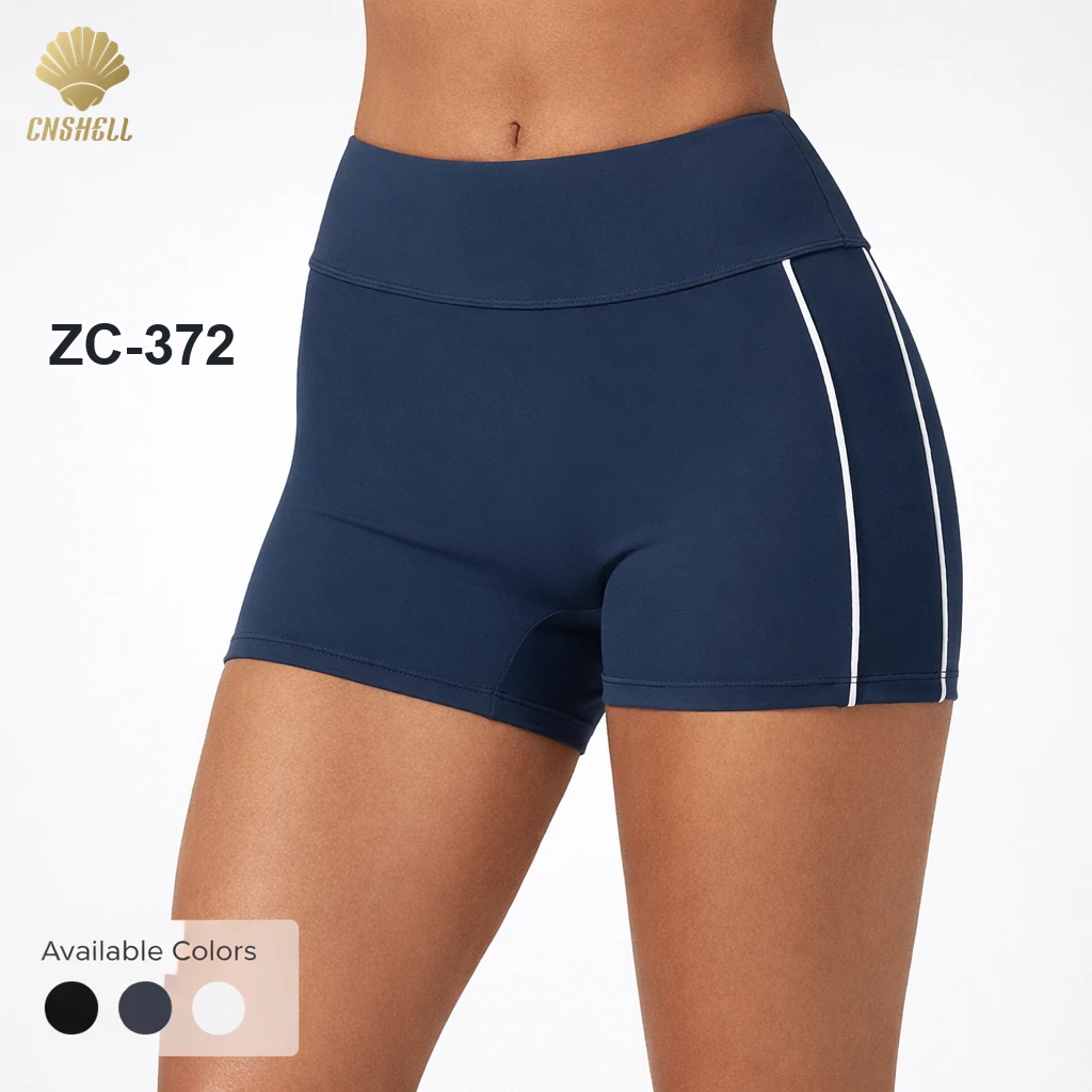 High Waist Biker Shorts Women Contrast Piping Squat Proof Tummy Control Anti Chafing Four Way Stretch Gym Yoga Short OEM