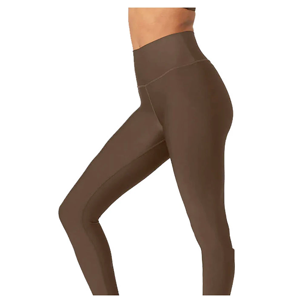 RA Women's High Waist Full Length Solid Color With Contrast Stitch Four-Way Stretch Elastic Waist Pants Yoga Leggings