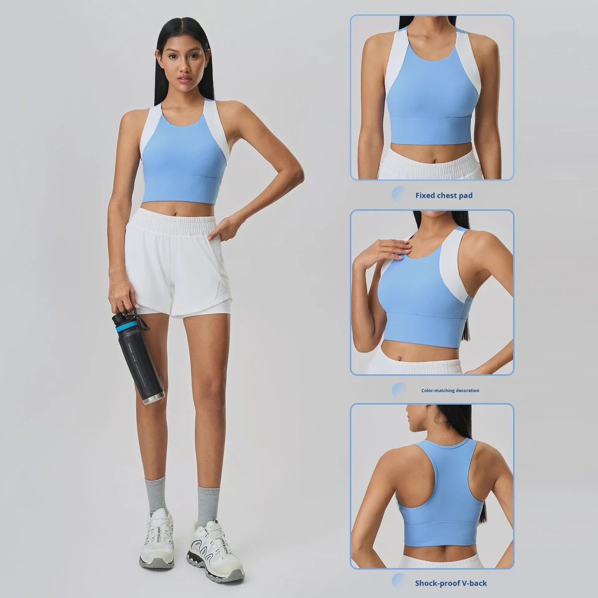 Women's High Sports Yoga Bra Shorts Drawstring Four-Way Stretch Tummy Control Breathable Sweat-Wicking Spring Summer Fashion