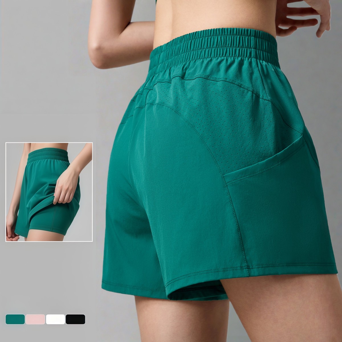 High Waist Workout Shorts For Women with Side Pockets Loose Fit Elastic Waistband Breathable Fabric For Yoga Gym Running Wear