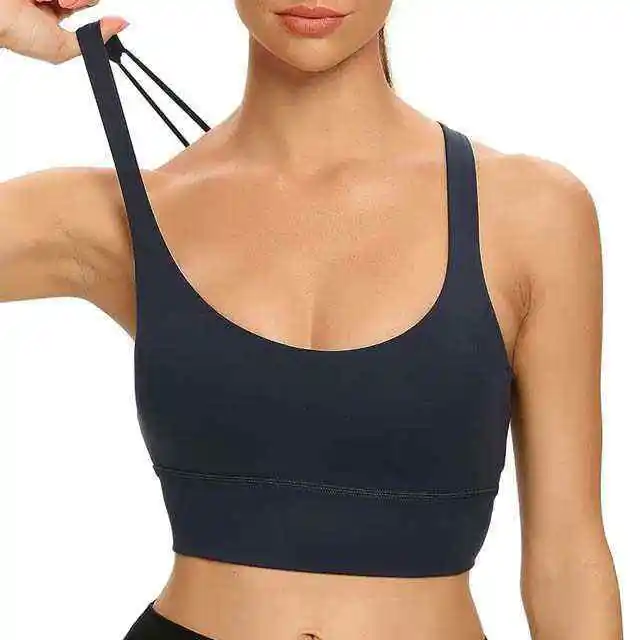 Wholesale Plus Size Women's Eco-Friendly Breathable Cross Back Medium Support Crystal Front Sports Bra Gym Yoga Activewear