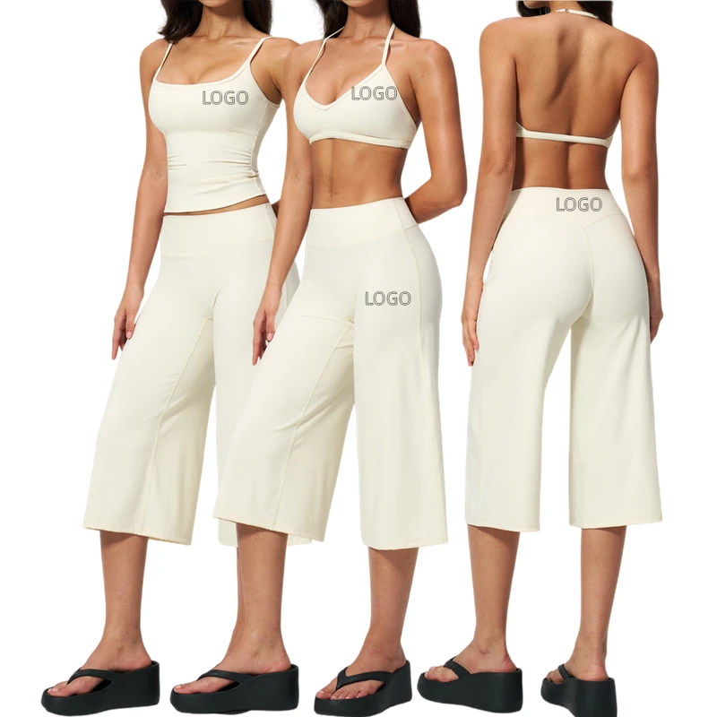 Yoga Set for Women High End Sports Shock Absorbing Bra Tight Fitting Quick Drying High Waisted Mid Length Pants Yoga Suit