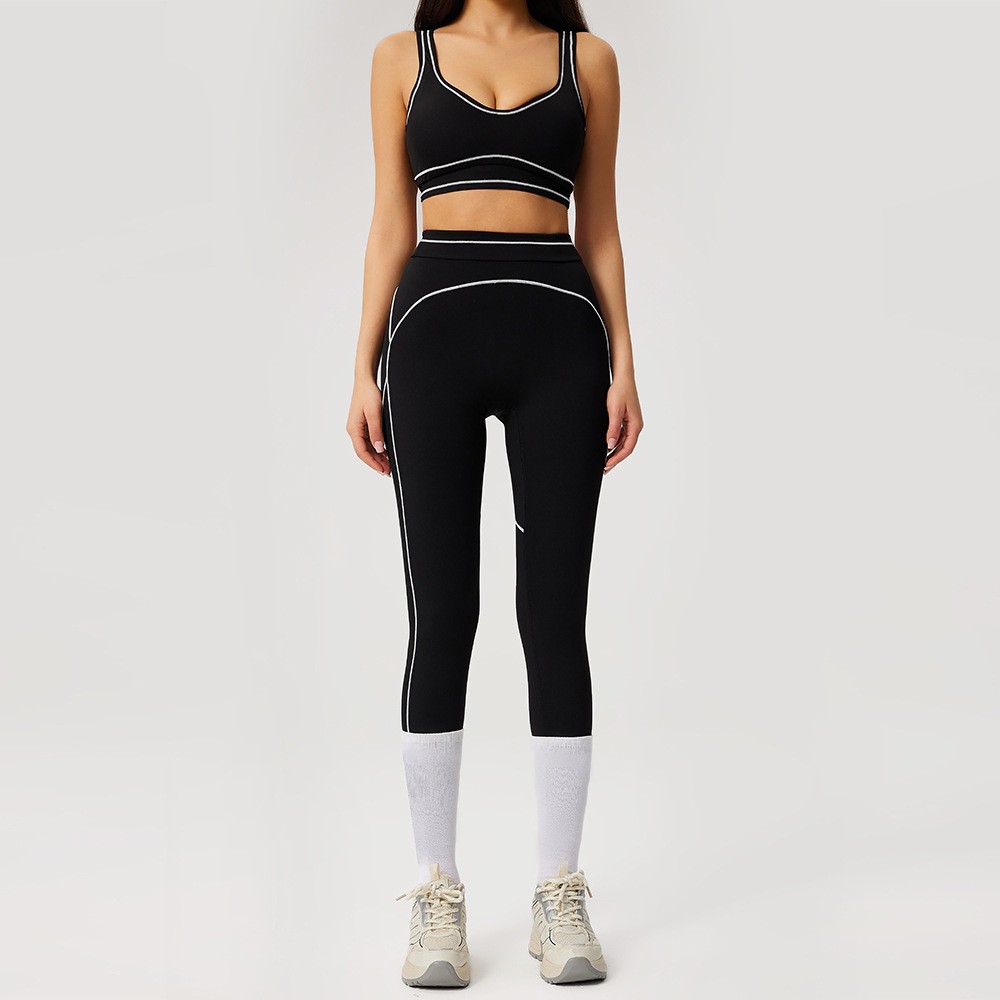 Women's 2-Piece Yoga Set Off-Shoulder High-Waisted Spandex/Nylon Lightweight Breathable Eco-Friendly Fashion Striped