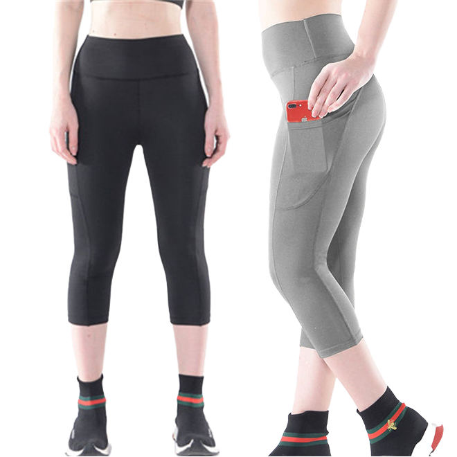Super Soft High Waist Women's Calf-Length Gym Fitness Pants Solid Yoga Leggings Elastic Waist Customizable Plus Size Breathable