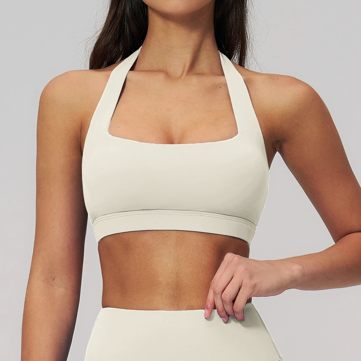 Summer Halter Neck Breathable Yoga Bra Hollow Back High Support Running Fitness High-intensity Sports