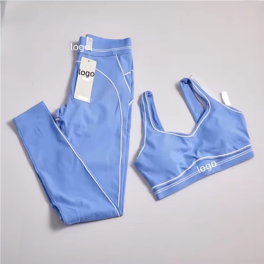High Quality Seamless 2-Piece Yoga Set Halter Neck Four-Way Stretch Backless Front Active Wear Gym Clothing Casual Fitness