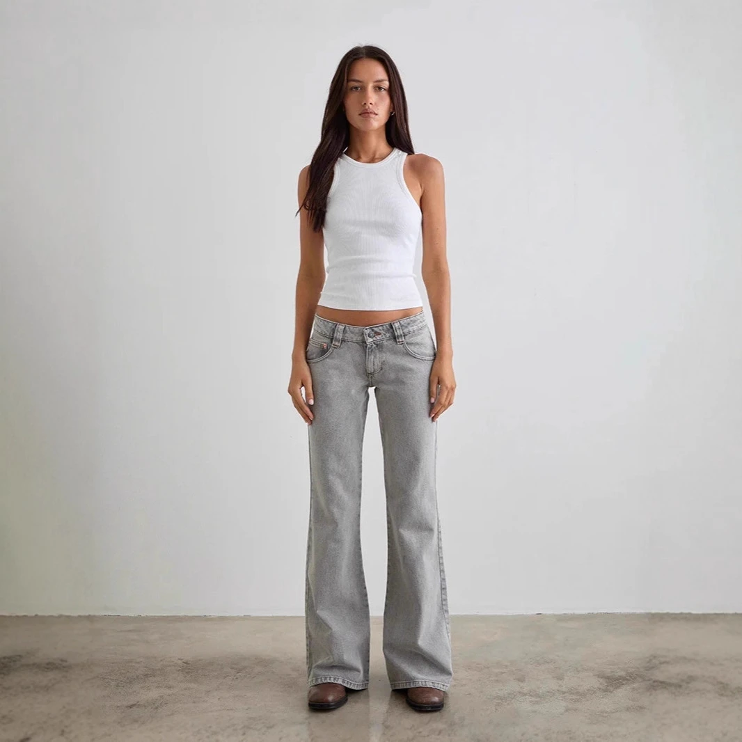 Spring New Women's Jeans Solid Color Straight Leg Pants Denim Pants Women's Jeans