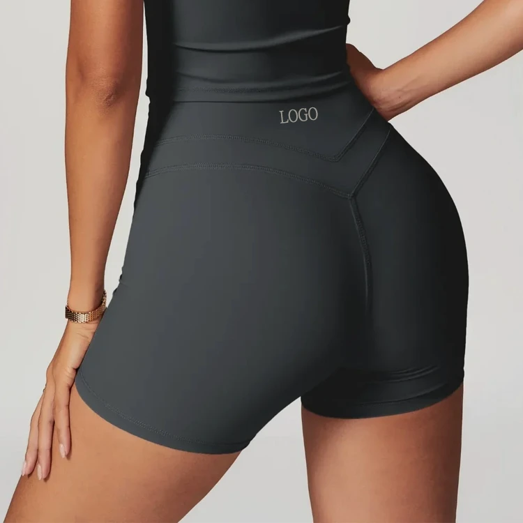 Customt Elastic Waist Factory Women Activewear Tummy Control Butt Lifting Gym Yoga Shorts Quick Dry No Front Seam Biker Shorts