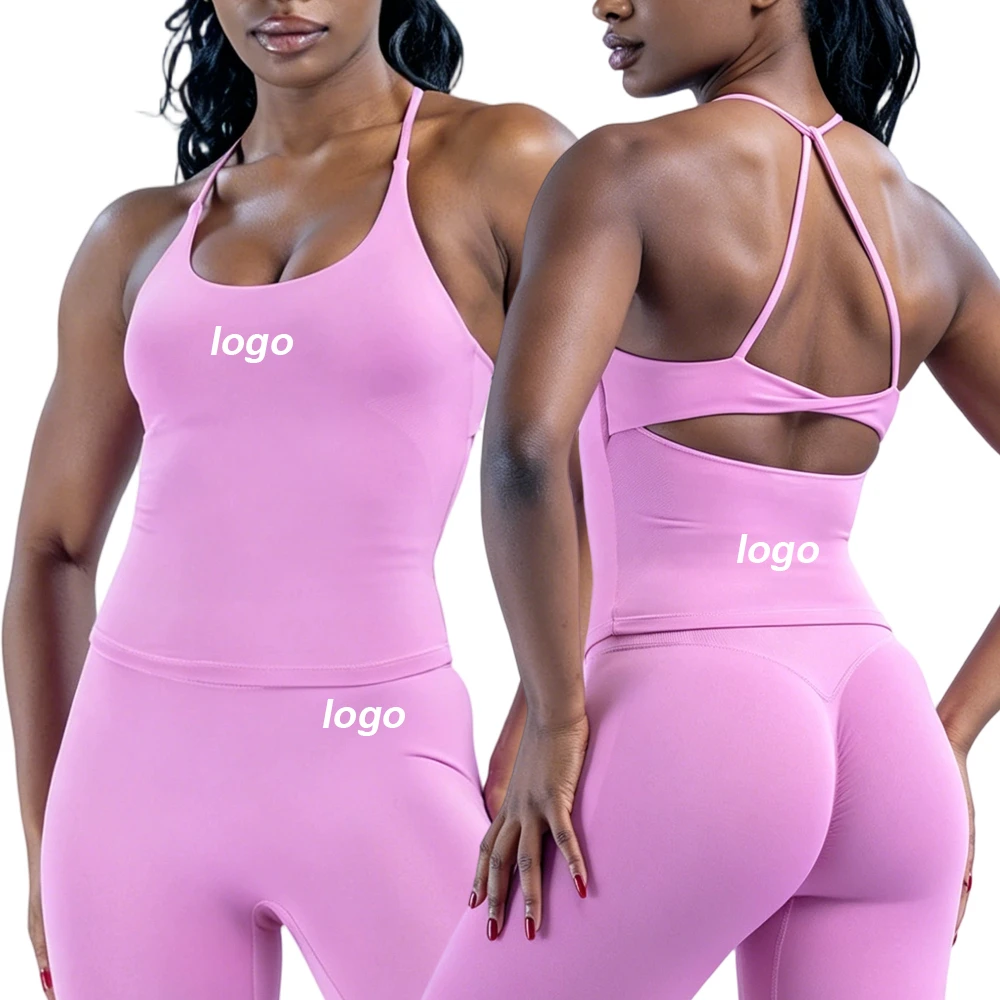 Hot Nylon Spandex Fitness Cross Back Push Up Yoga Bra Sexy High Elastic Sports Vest Hollow Out Workout Athletic Yoga Tank Top