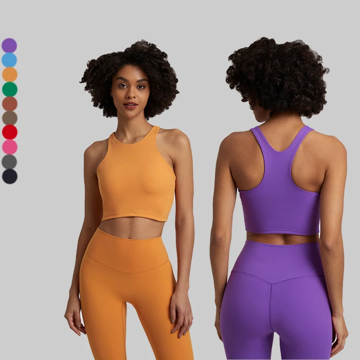 Buttery Soft Skin Friendly Racerback Sports Bra Light Weight Four Way Stretchy Running Sports Bra Breathable Sport Bra