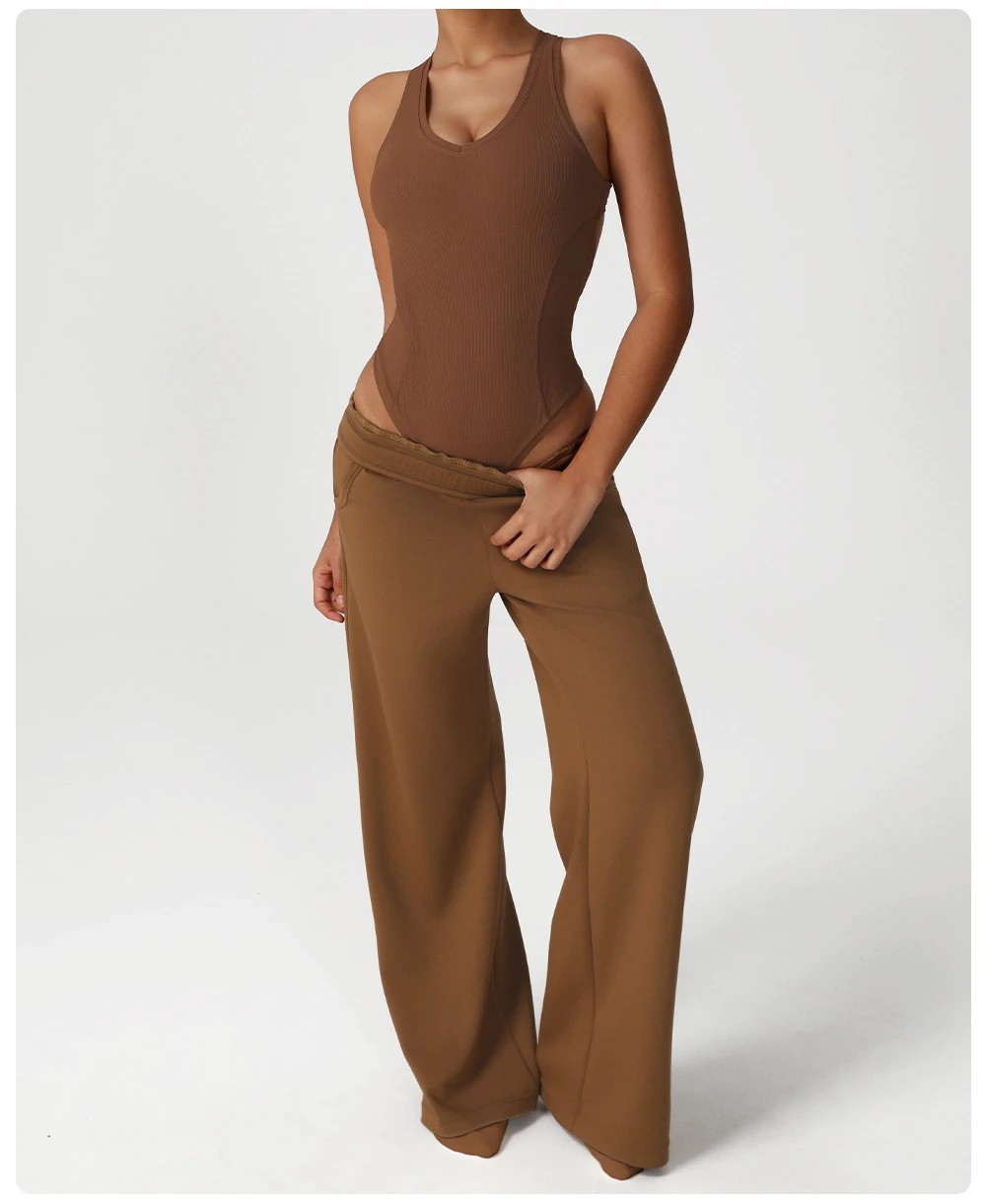 Custom Logo Plus Size Gym Fitness Yoga Set Women Sexy Backless Sleeveless Jumpsuit 2-Piece Breathable Slim-Fit High Waist