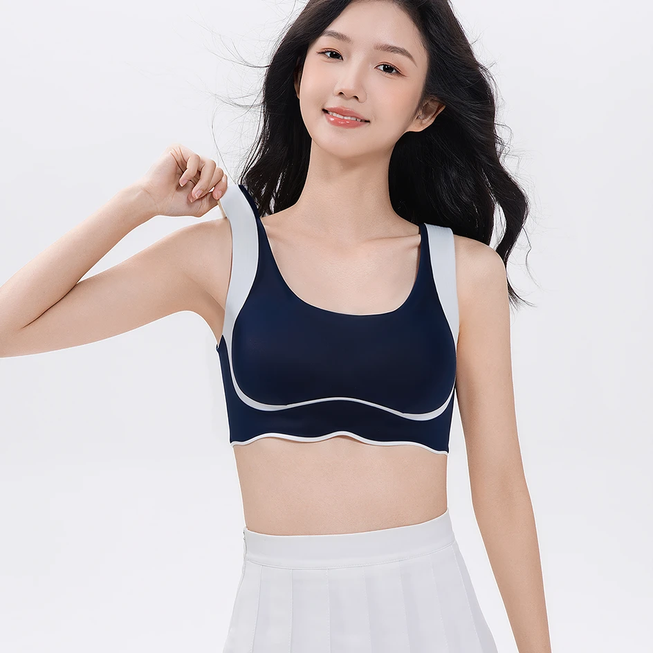 Teen Girl's Sports Bra Solid Shockproof Push-up Thin Breathable Seamless Wire Free Full Cup Spandex/Nylon U-back Gym Activewear