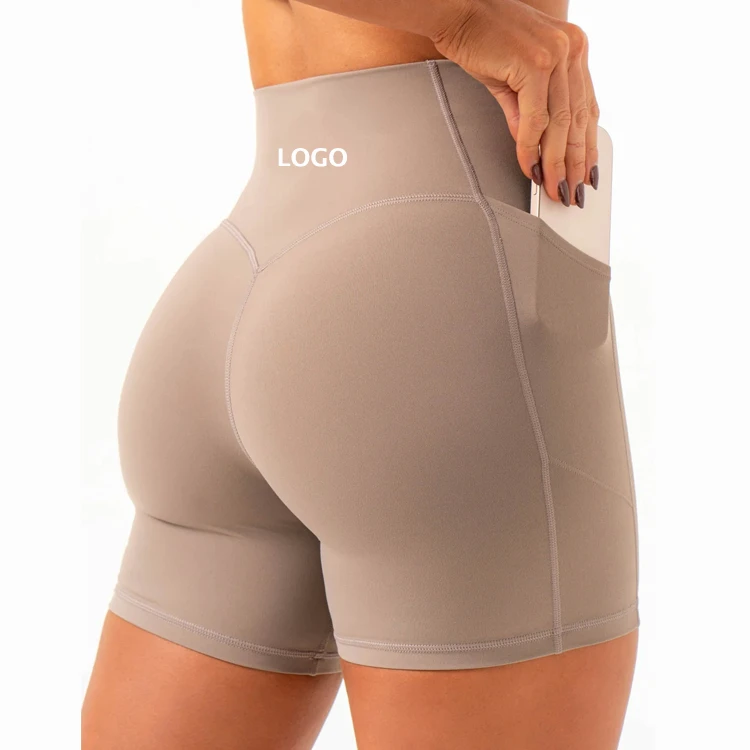 Women's High Waist Hip Lift Sports Shorts New Design Tight Second-skin Soft Summer Pocket Yoga Shorts for Running Fitness & Yoga
